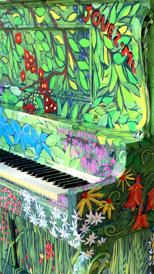 Piano public peint Anne Cardin Studio L'Ancolie fleurs